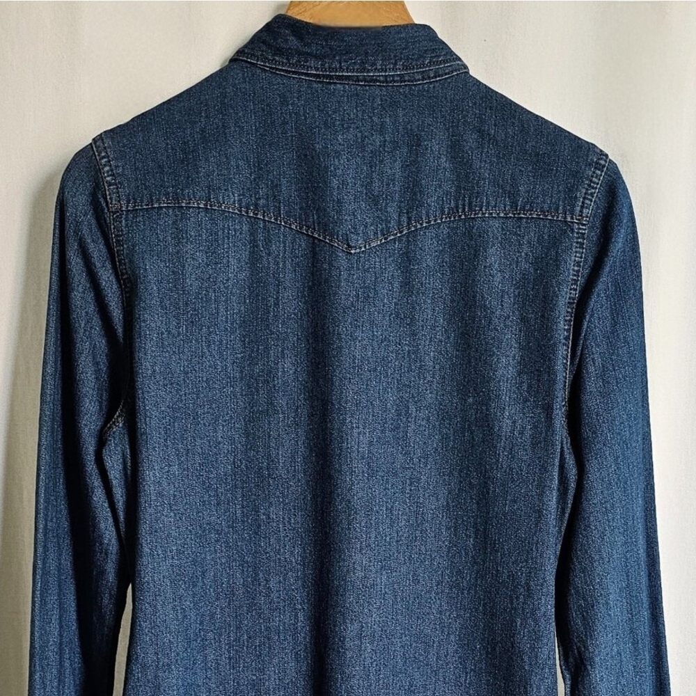 GAP 1969 Long Sleeve Medium Blue Denim Western Button Shirt Dress - Picture 8 of 16